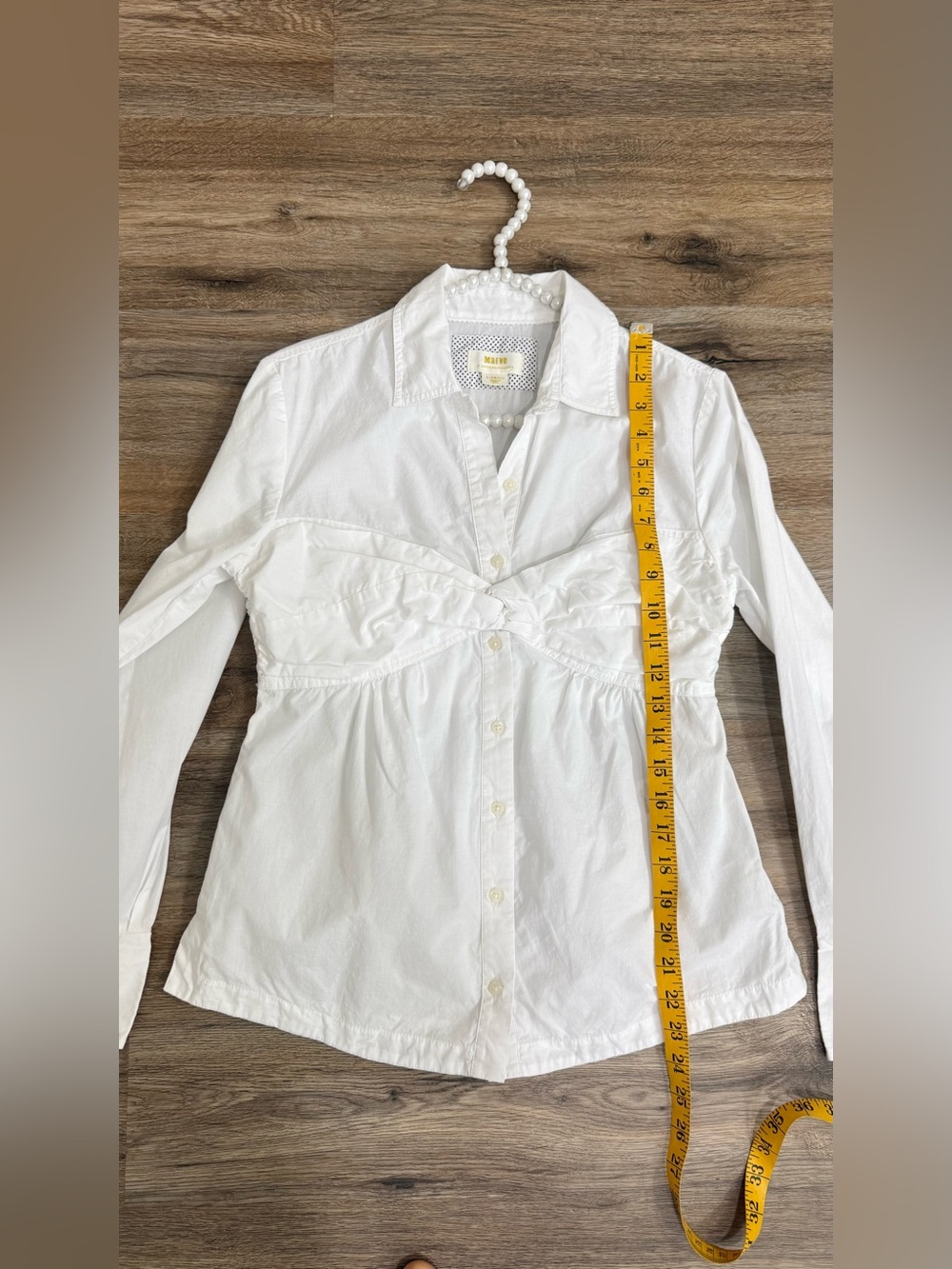 Maeve Anthropologie White Twist Front Button Cotton Blouse XS - Picture 7 of 9